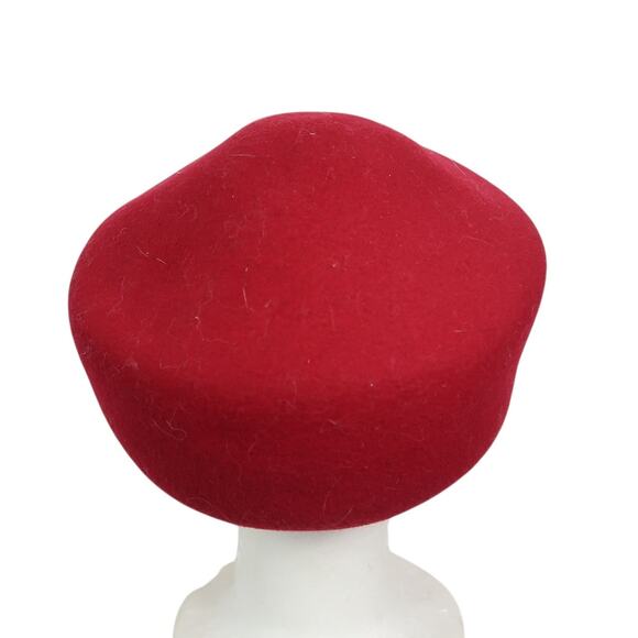 Vintage Red 100% Wool Pillbox Hat - Picture 4 of 6